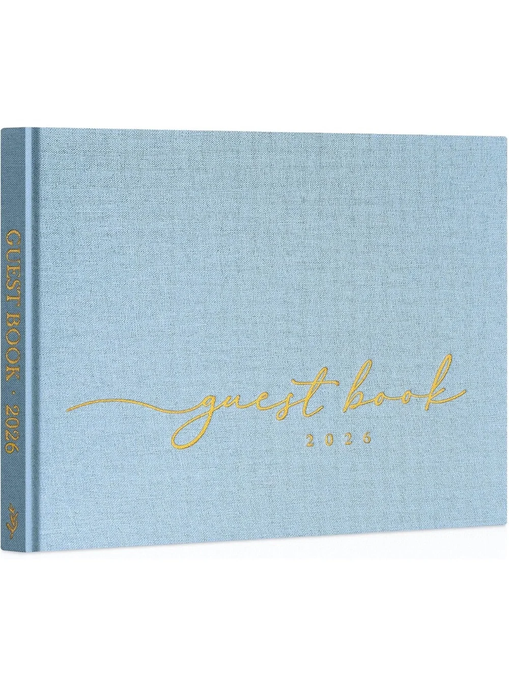 Guest Book 2026 in Light Blue with Gold Script